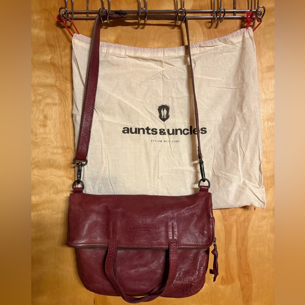Aunts and Uncles Deep Burgundy Leather Crossbody Bag